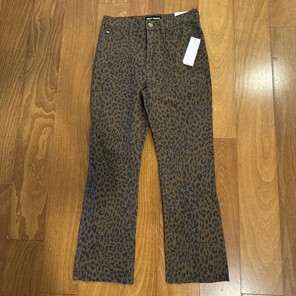DKNY Women's High Rise Brown Black Leopard Print Size 27 NWT Pants - Picture 11 of 11